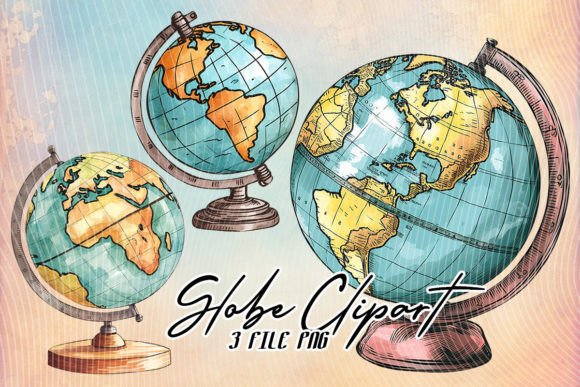 Exploring School Globe Watercolor Clipart
