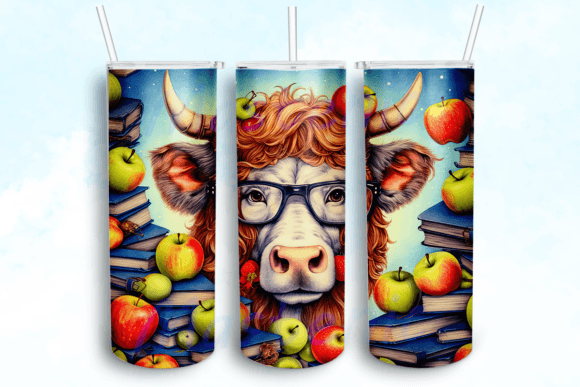 Highland Cow Western School Teacher PNG: A Unique Embroidery Design