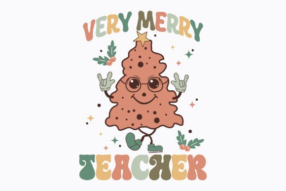 Retro Christmas Very Merry Teacher Png Review