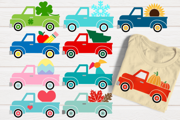 Seasonal Vintage Truck SVG File Bundle