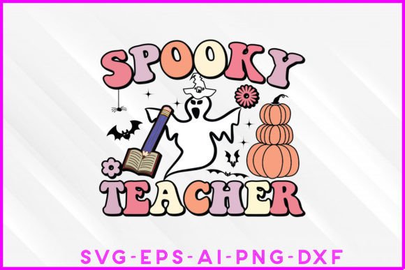 Spooky Teacher Halloween Retro Groovy