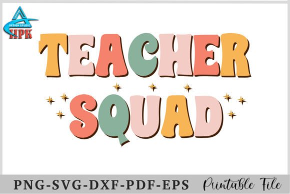 Teacher Squad Retro Groovy Design PNG: A Versatile Embroidery Gem
