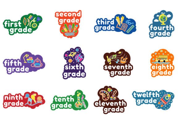 Vibrant School Grades - Full Color Embroidery Design